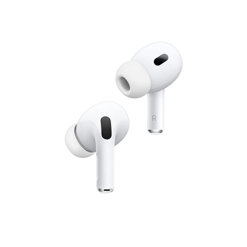 Front and back view of AirPods Pro.